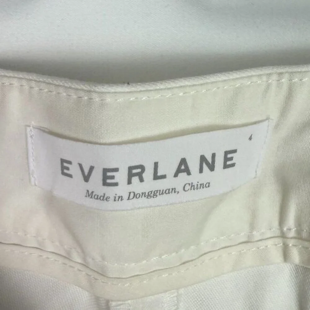 Everlane The Wide Leg High Rise Cotton Work Preppy Pant Off White 4 - Picture 6 of 7